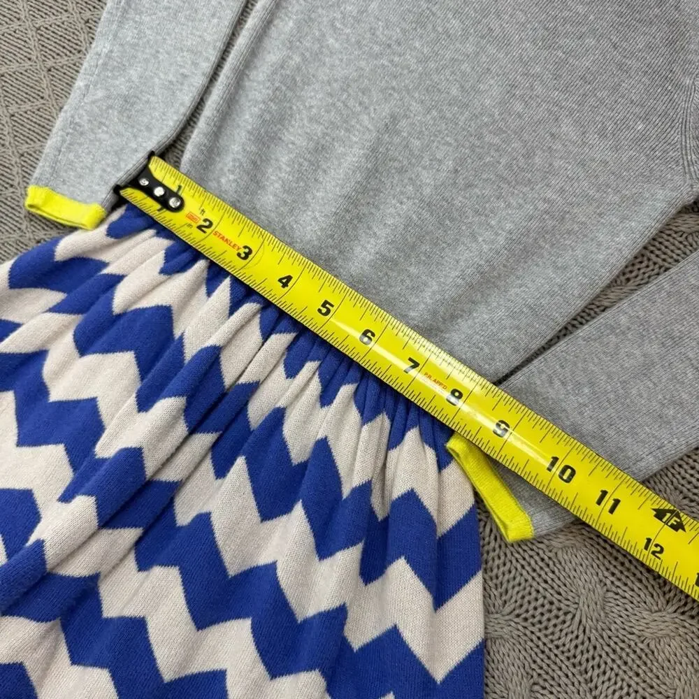 Mini Boden Stylish Gray and Blue Chevron Kids Dress ~ 2/3